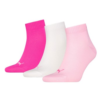 Puma Strømper 3P Quarter Socks Rosa/Hvid Str 35/38