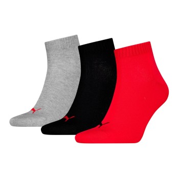 Puma Strømper 3P Quarter Socks Rød/Grå Str 47/49