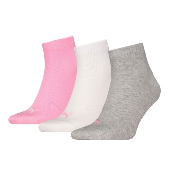 Puma Strømper 3P Quarter Socks Rosa/Grå Str 35/38