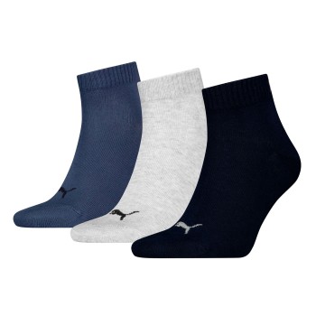 Puma Strømper 3P Quarter Socks Marineblå/Grå Str 43/46