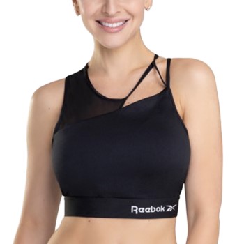Reebok BH Alura Cut Out Crop Top Sort polyester Large Dame