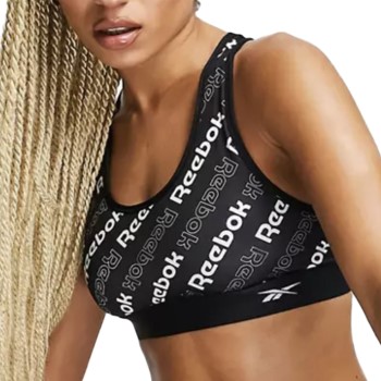 Reebok BH Bobbie Sports Crop Top Sort mønstret Medium Dame