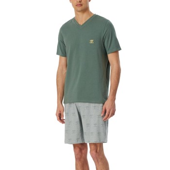 Schiesser 95-5 Short Pyjama V-neck Khaki bomuld 54 Herre
