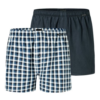 Schiesser 2P Boxershorts multipack Lyseblå Ternet bomuld Medium Herre