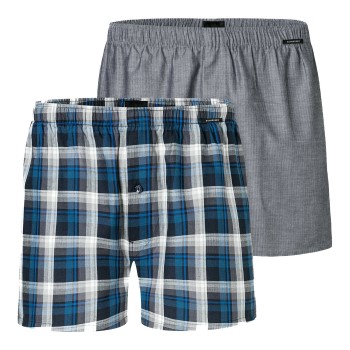 Schiesser 2P Boxershorts multipack Grå/Blå bomuld X-Large Herre