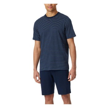 Schiesser Casual Essentials Short Sleeve Pyjama Mørkblå bomuld Small Herre