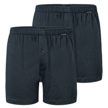 Schiesser 2P Long Boxershorts Mørkblå bomuld 3XL Herre