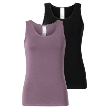 Schiesser 2P Modern Lace Top Violet/Sort bomuld 44 Dame