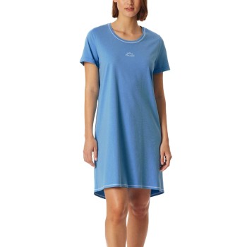 Schiesser Short Sleeve Sleepshirt Lyseblå bomuld 48 Dame