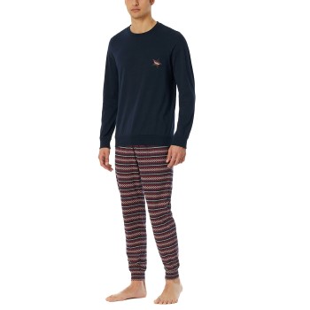 Schiesser X-Mas Long Pajamas Blå/Rød bomuld 56 Herre