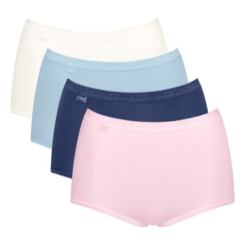 Sloggi Trusser 4P Basic Plus Maxi Panty Rosa/Blå bomuld 46 Dame