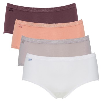 Sloggi Trusser 4P Basic Plus Midi Color Rosa/Lilla bomuld 38 Dame