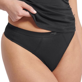Sloggi Trusser 2P Ever Ease String Briefs Sort bomuld Large Dame