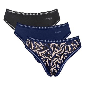 Sloggi Trusser 3P GO Crush High Leg Briefs Sort/Blå bomuld X-Small Dame