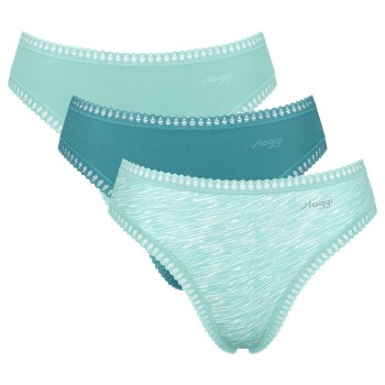 Sloggi Trusser 3P GO Crush High Leg Briefs Blå/Turkise bomuld X-Small Dame