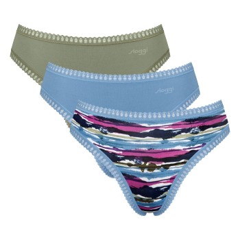 Sloggi Trusser 3P GO Crush High Leg Briefs Blå/Grøn bomuld X-Small Dame