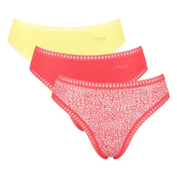 Sloggi Trusser 3P GO Crush High Leg Briefs Rosa/Gul bomuld X-Small Dame