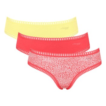 Sloggi Trusser 3P GO Crush Hipster Briefs Rosa/Gul bomuld Small Dame