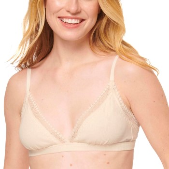 Sloggi BH GO Ribbed Lace Bralette Creme bomuld X-Small Dame