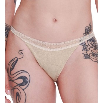 Sloggi Trusser 2P GO Ribbed Tanga Briefs Elfenben økologisk bomuld X-Small Dame