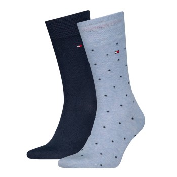 Tommy Hilfiger Legwear Tommy Hilfiger Strømper 2P Men Dot Socks Marine/Blå Str 43/46 Herre