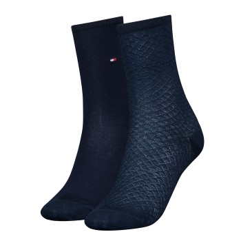 Tommy Hilfiger Strømper 2P Women Diamond Structure Socks Marineblå Str 35/38 Dame