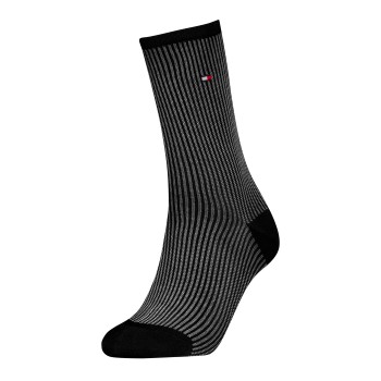 Tommy Hilfiger Tommy Hlfiger Women Premium Stripe Socks Strømper Sort Str 39/42 Dame