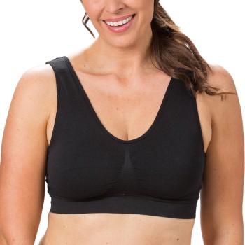 Trofé Trofe Heidi Wireless Bra Lounge BH Sort nylon Large Dame