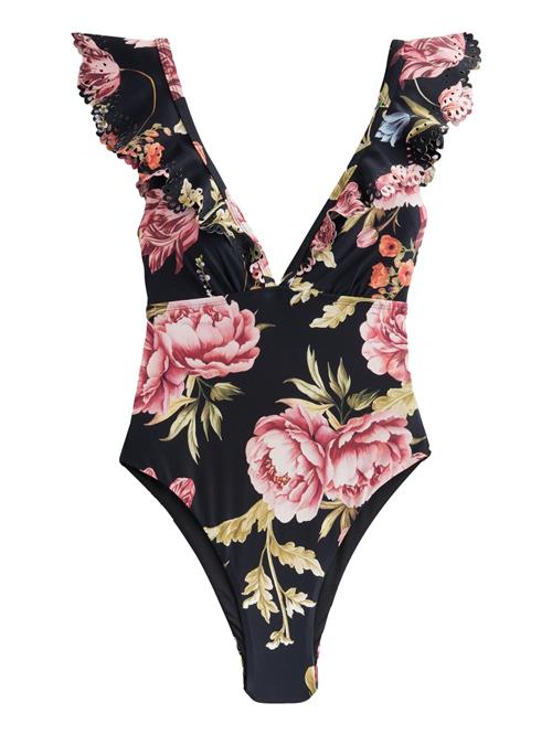 Next Badedragt  blå / oliven / lys pink / sort
