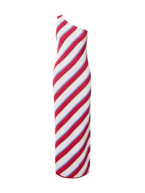 TOPSHOP Strikkjole  kit / himmelblå / brandrød / hvid