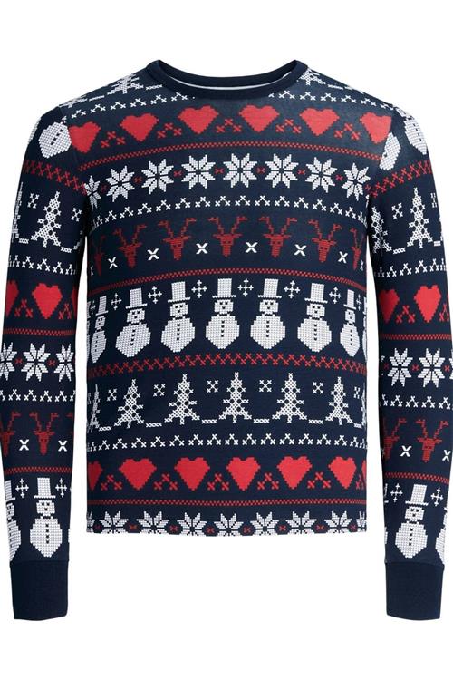 Snowflake Junior Pyjamas - Navy (trøje og bukser) - Herre - 134 - TeeShoppen