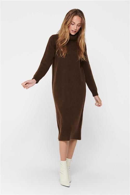 Brandie Roll Neck Dress - Chicory Coffee - Dame - M - ONLY