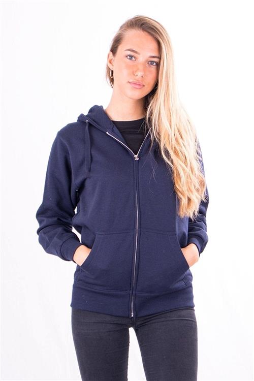 Basic zip hoodie - Navy - Dame - L - TeeShoppen