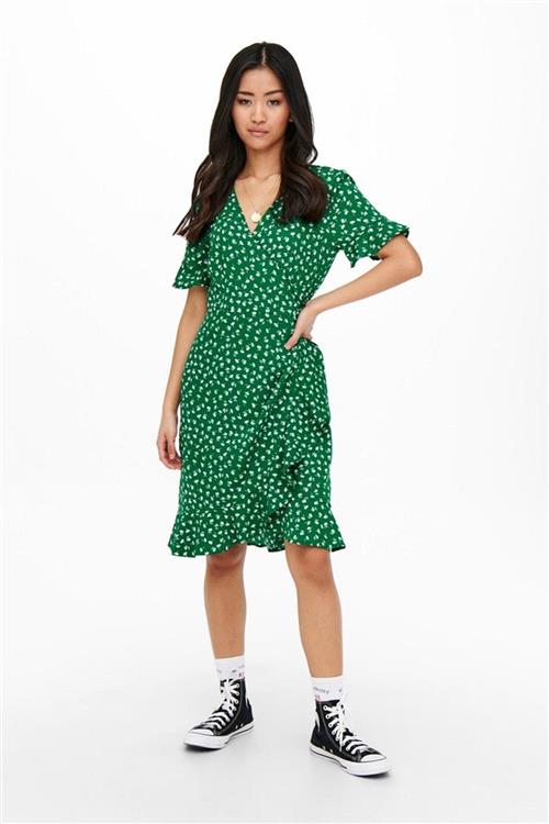 Se Olivia Wrap Dress - Verdant Green - 38 - ONLY ved Teeshoppen