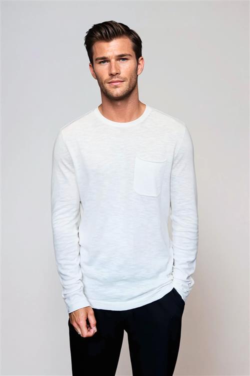 Pocket Crewneck Strik - Cloud Dancer - Herre - L - Only & Sons