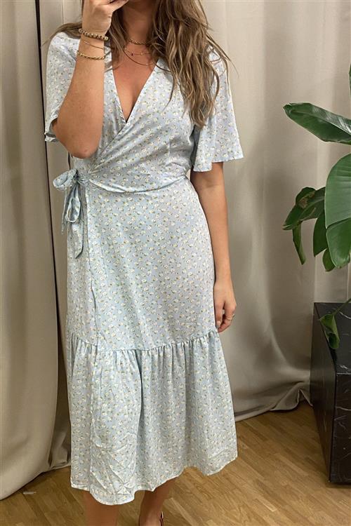 Dina 2/4 Omslået Kjole - Blå - L - ONLY
