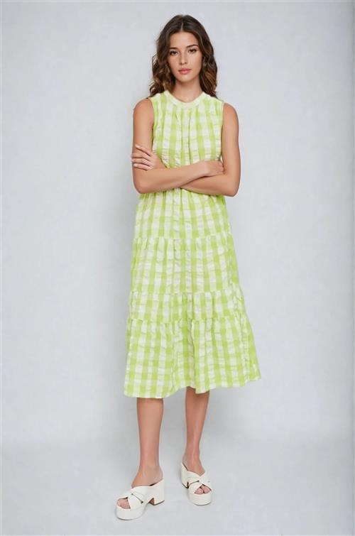 Sody Calf Highneck Kjole - Shadow Lime - XS - Vero Moda