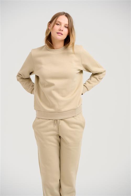 Basic Crewneck Sweat - Mørk Beige - Dame - XS - TeeShoppen