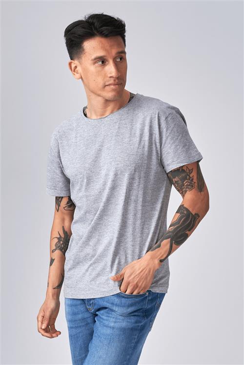 Dyb Rund Hals - Lys Grå - Herre - XL - TeeShoppen