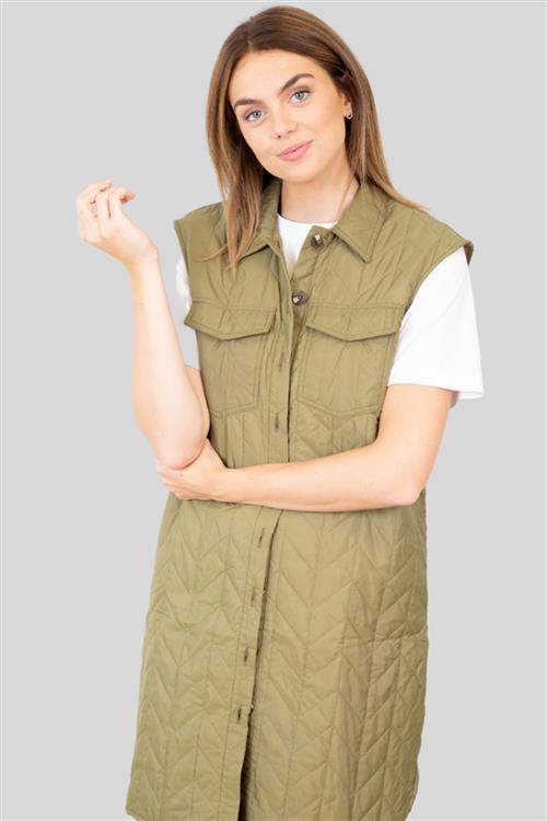 Magda Lang Quilted Vest - Lizard - Dame - XL - Vero Moda