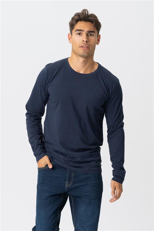 Basic Langærmet T-shirt - Navy - Herre - 2XL - TeeShoppen