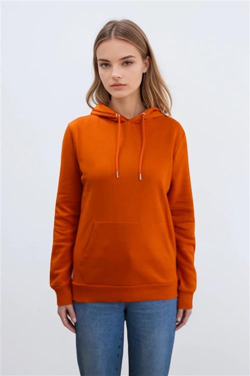 Boyfriend Sweat Hoodie - Orange - L - TeeShoppen