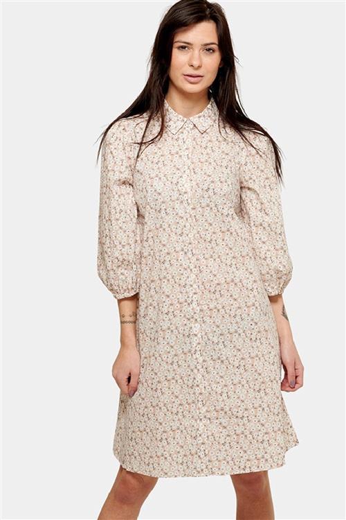 Sofie Skjortekjole - Beige Blomstret - Dame - M - Amis de Copenhague