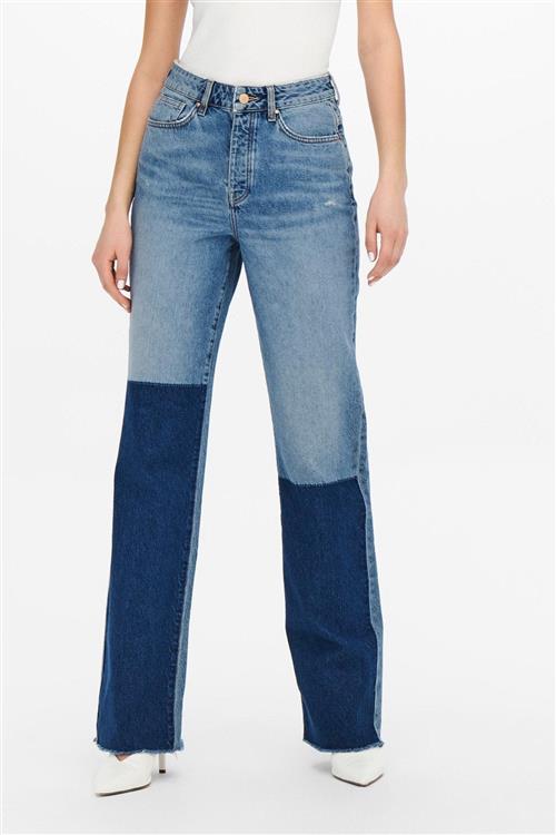 Zikka Farve Blok Bukser - Medium Blå Denim - Dame - S/32 - Jacqueline de Yong