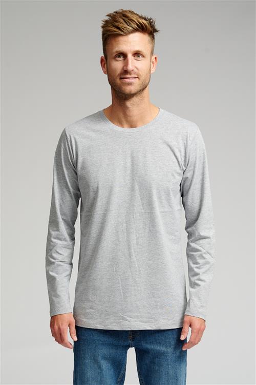 Basic Langærmet T-shirt - Grå - Herre - XS - TeeShoppen