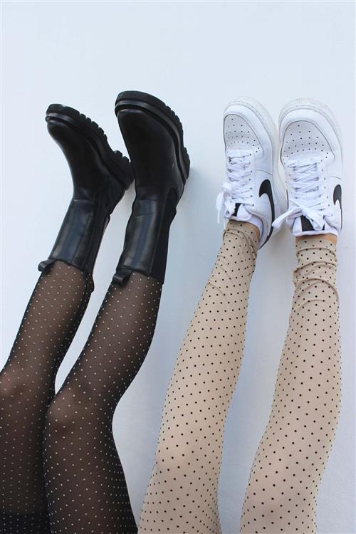 Nilla Leggings - Nude Sort Dot - Dame - M - Liberté