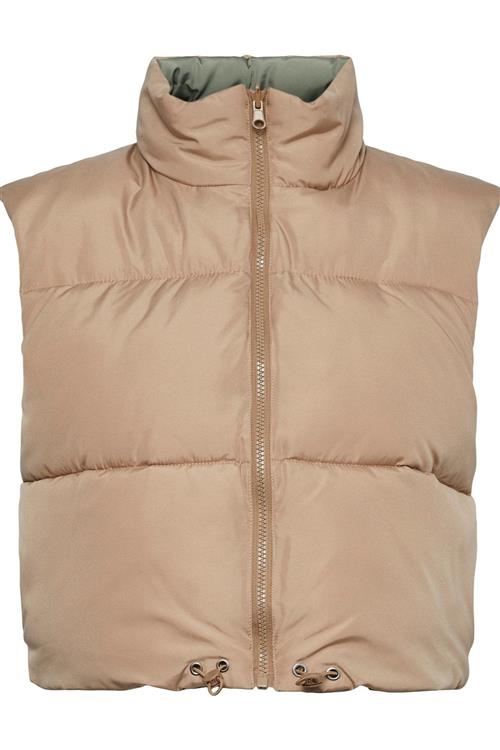 Nadia Short Puffer Vest - Silver Mink - Dame - L - PIECES