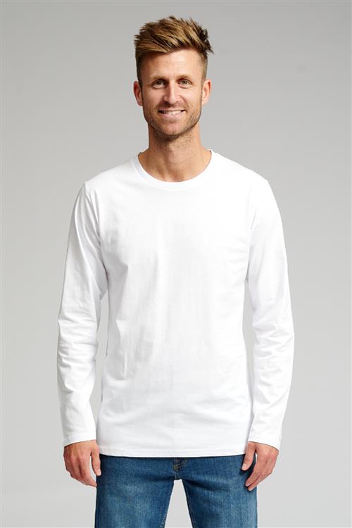 Basic Langærmet T-shirt - Hvid - Herre - 2XL - TeeShoppen