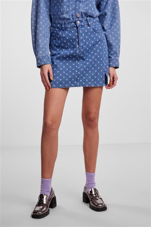 Nursel High-Waist Nederdel - Medium Blue Denim - M - PIECES