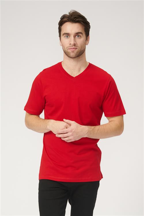 Basic V-neck t-shirt - Rød - Herre - L - TeeShoppen